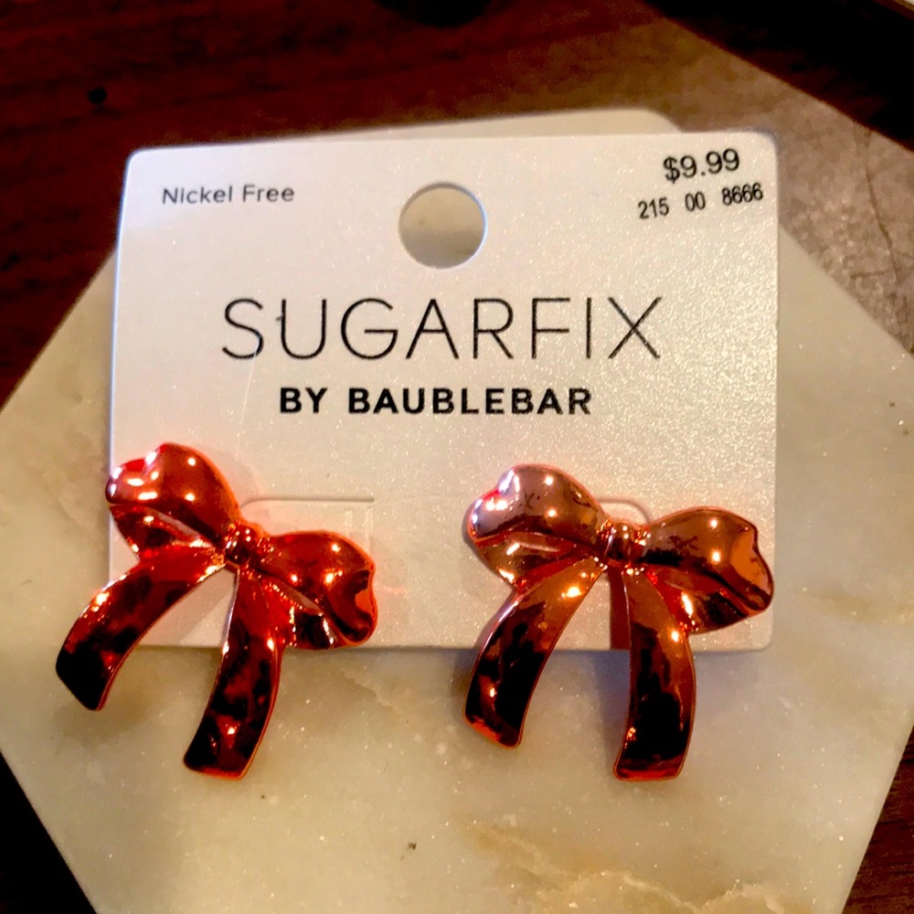 Sugarfix by BaubleBar nickel free Ribbon Earrings -  Rose Pink - new never worn